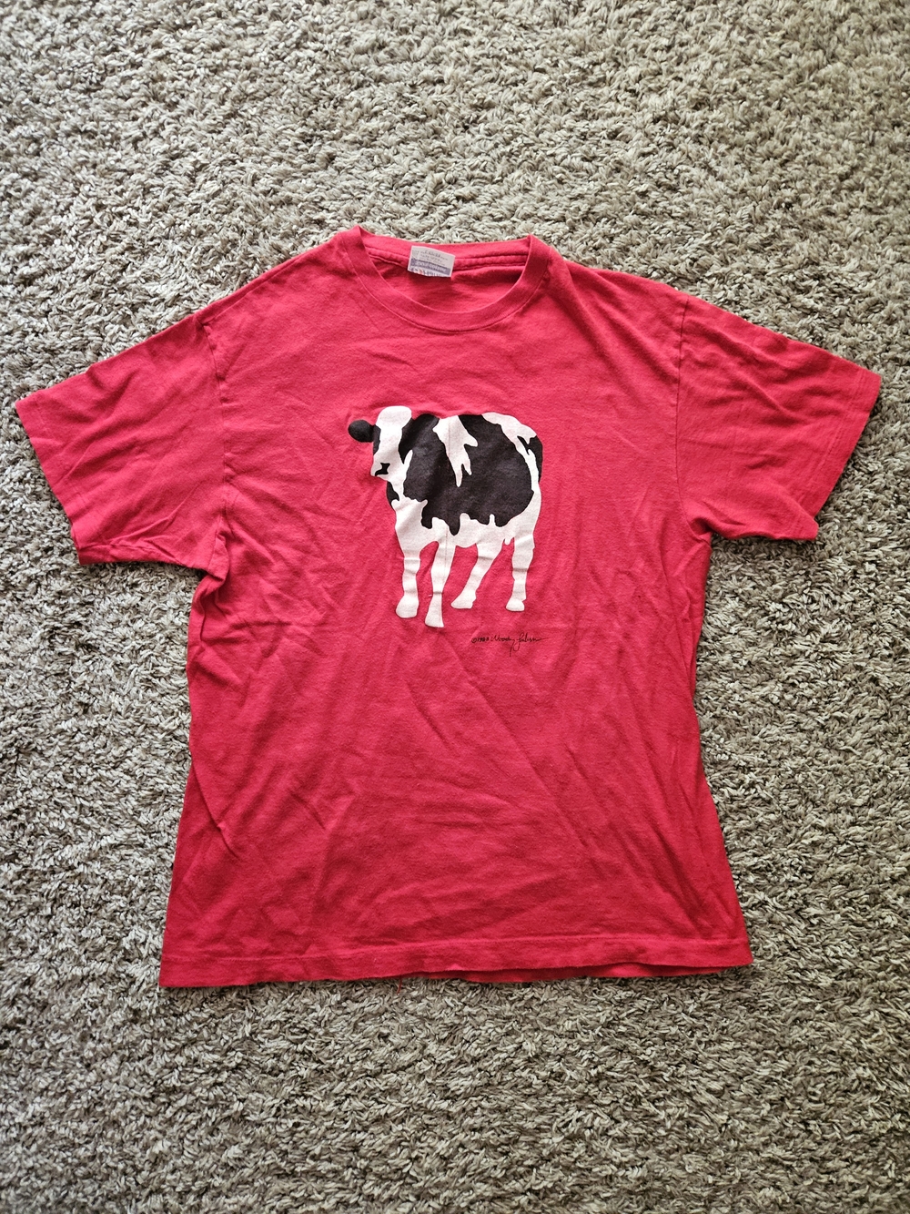 Ben & Jerry's Icecream 1983 Hanes Tag Red Short Sleeve Tee Cow Graphic Sz.L